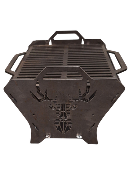 Flatpakket grill i 3 mm stål – Hjortemotiv