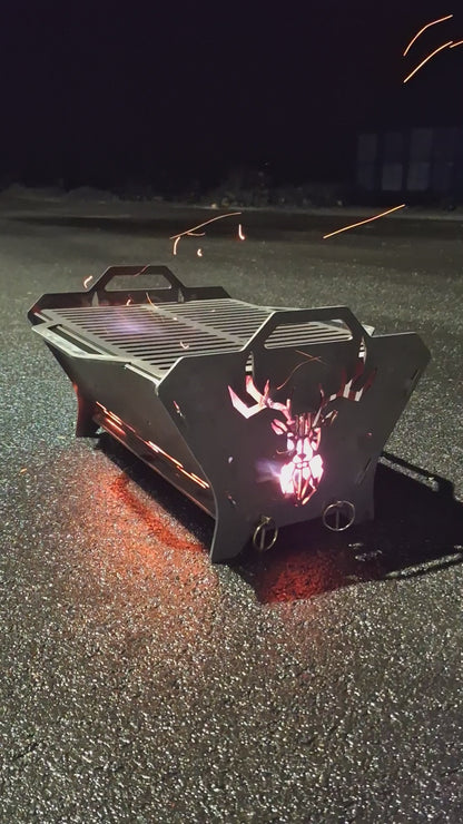 Flatpakket grill i 3 mm stål – Hjortemotiv