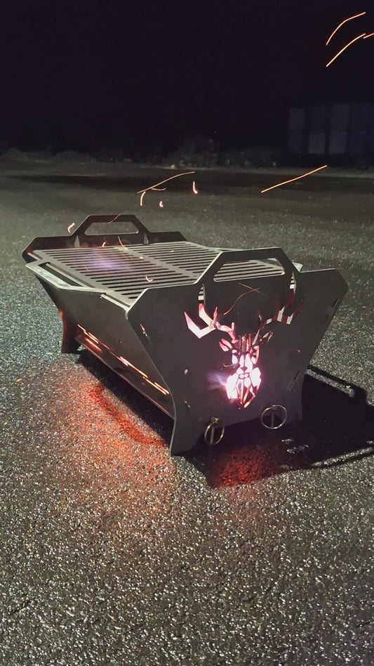 Flatpakket grill i 3 mm stål – Hjortemotiv